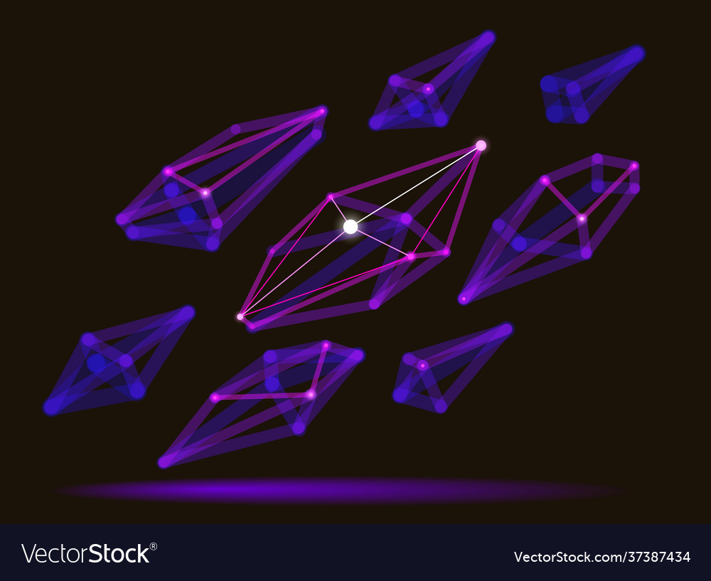 Abstract 3d mesh shape dots connected with lines vector image Abstract 3d mesh shape dots connected with lines