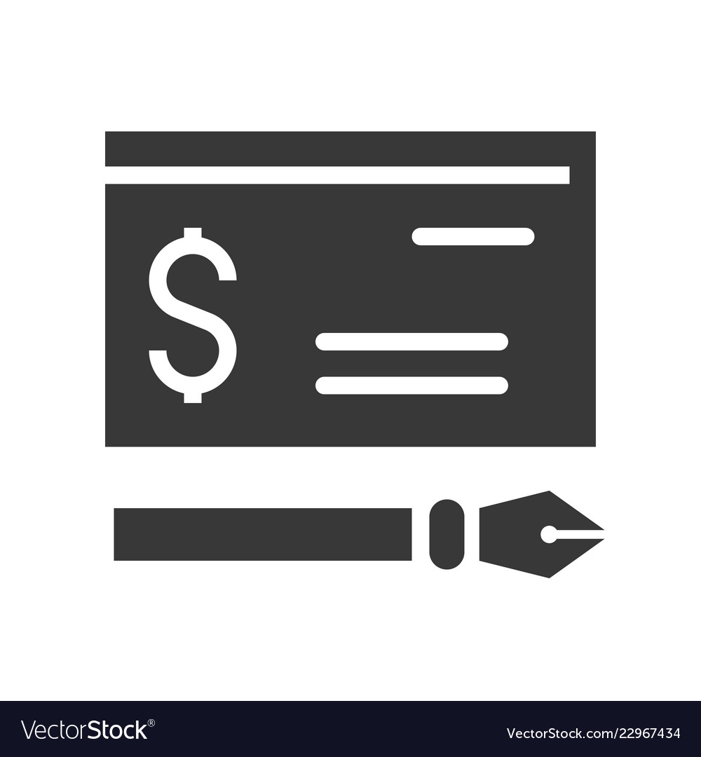 Bank check and ink pen icon financial