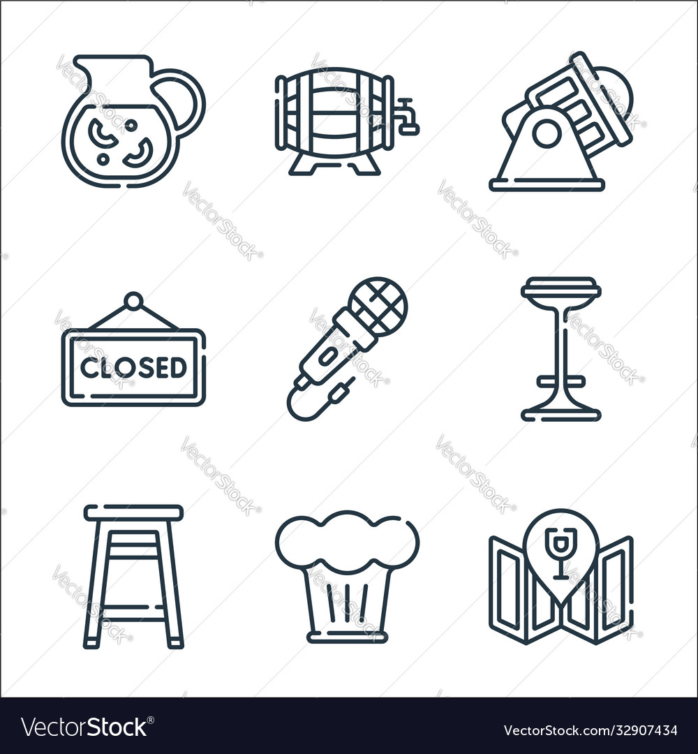 Bar line icons linear set quality vector image Bar line icons linear set quality