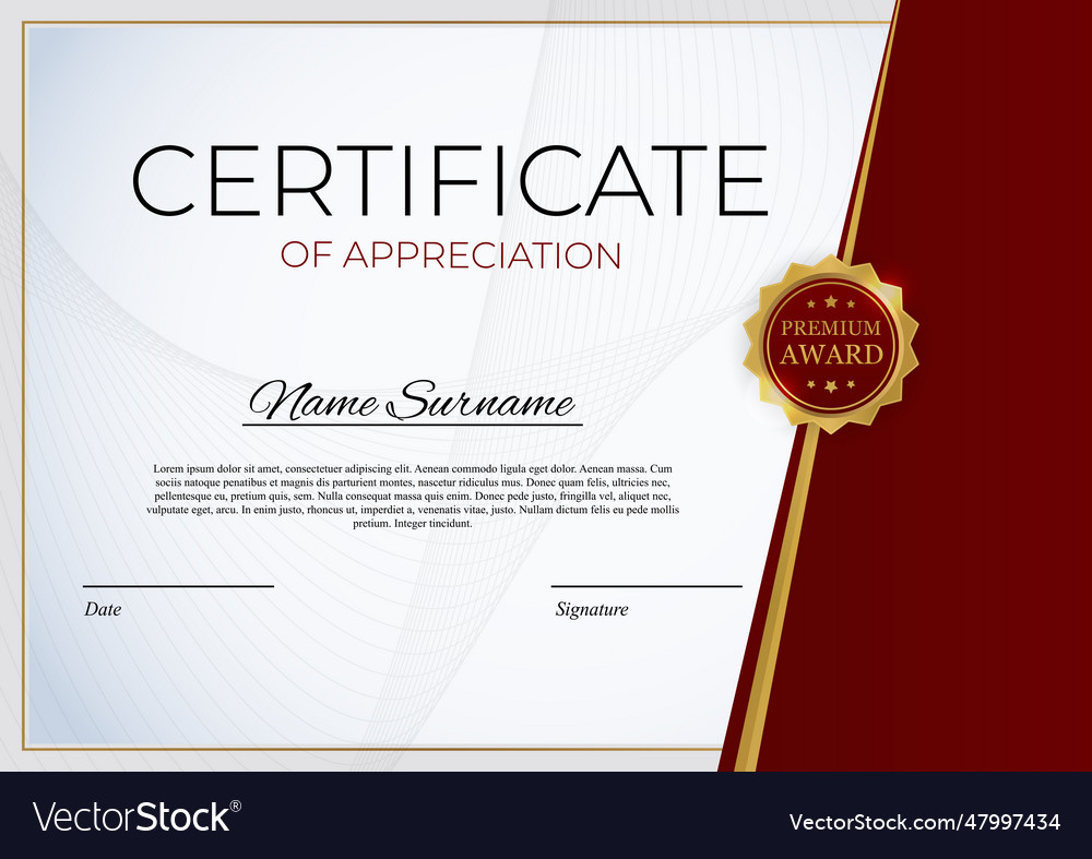 Certificate Template Background Award Diploma Vector Image