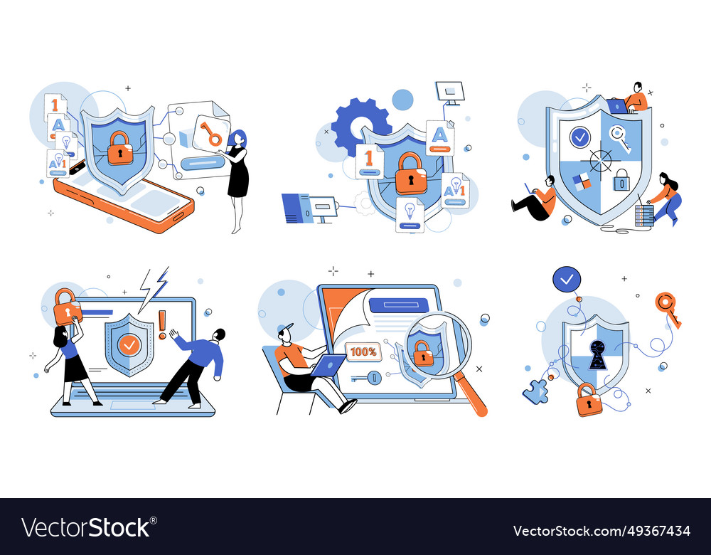 Cyber security a strong guard is needed to defend vector image Cyber security a strong guard is needed to defend