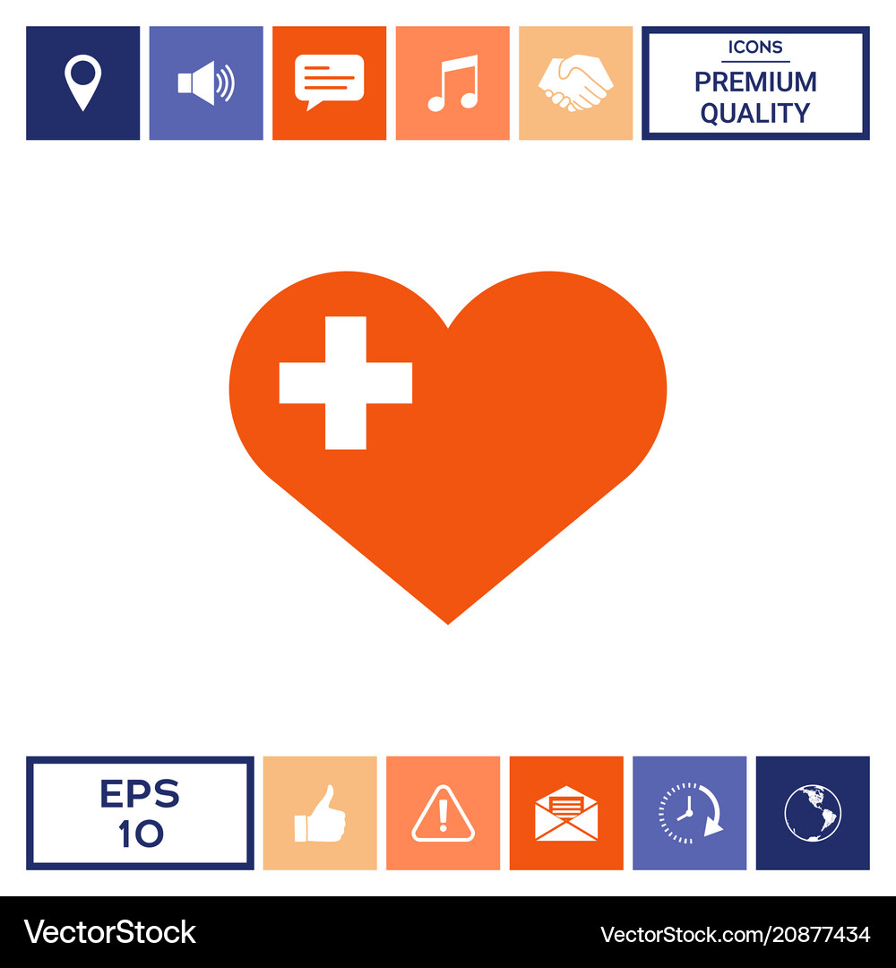 Heart with medical cross Royalty Free Vector Image