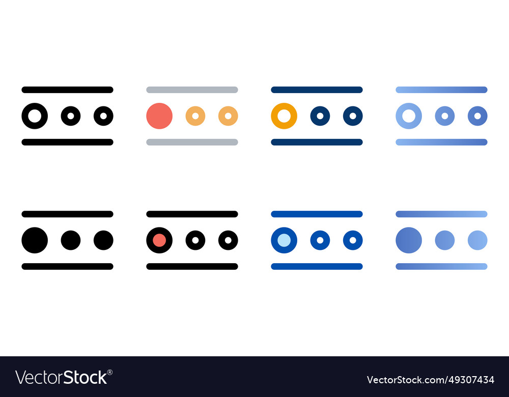 Pagination icons in different style vector image Pagination icons in different style