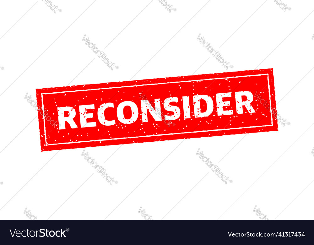 Reconsider red stamp on white background creative