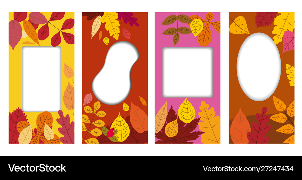 Set autumn templates backgrounds autumn fallen Vector Image