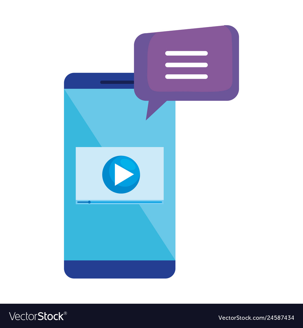 Smartphone with media player and speech bubble vector image Smartphone with media player and speech bubble