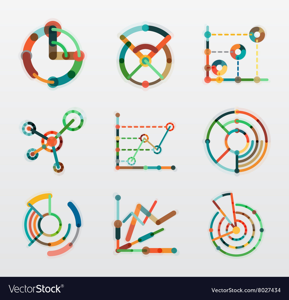Thin line chart logo set graph icons modern