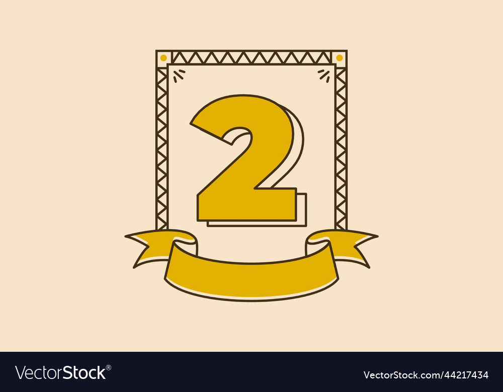 Vintage retro style frame with number two vector image Vintage retro style frame with number two