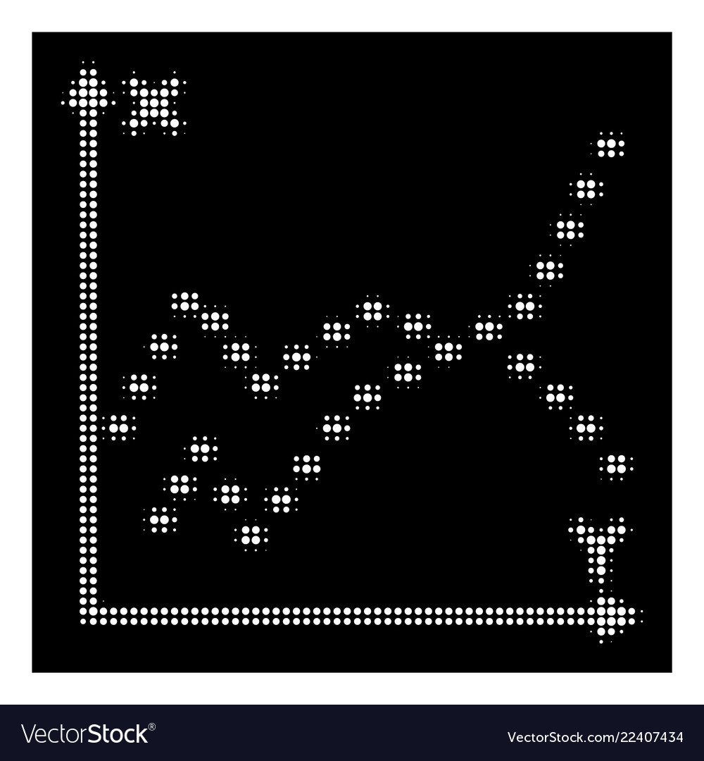 White halftone dotted functions plot icon vector image White halftone dotted functions plot icon