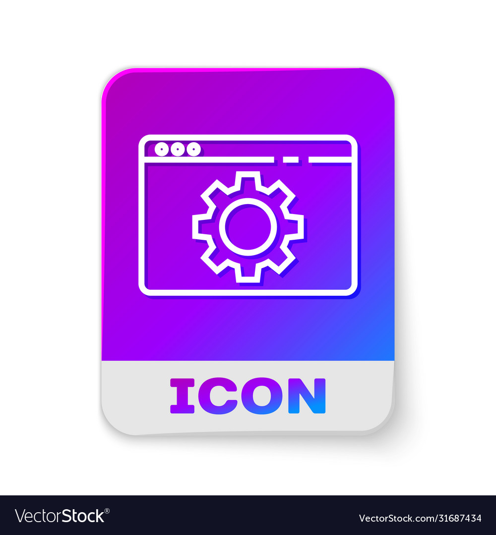 White line browser setting icon isolated on Vector Image White line browser setting icon isolated on