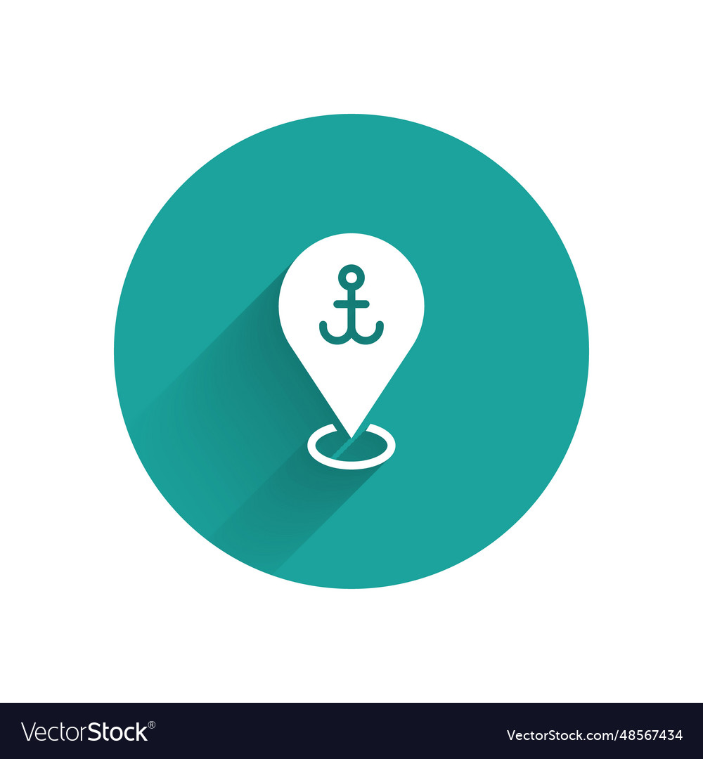 White map pointer with anchor icon isolated