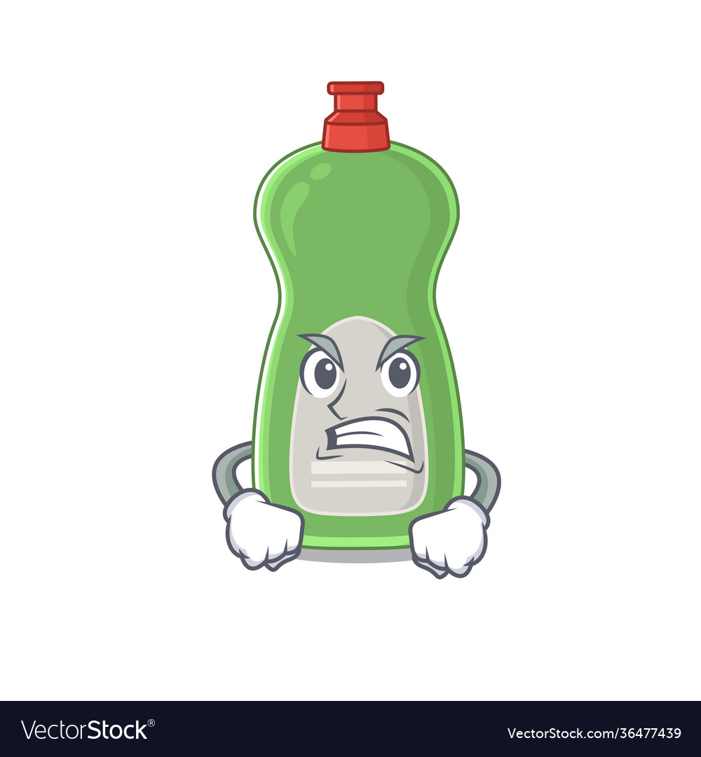 A cartoon dishwashing liquid having mad face