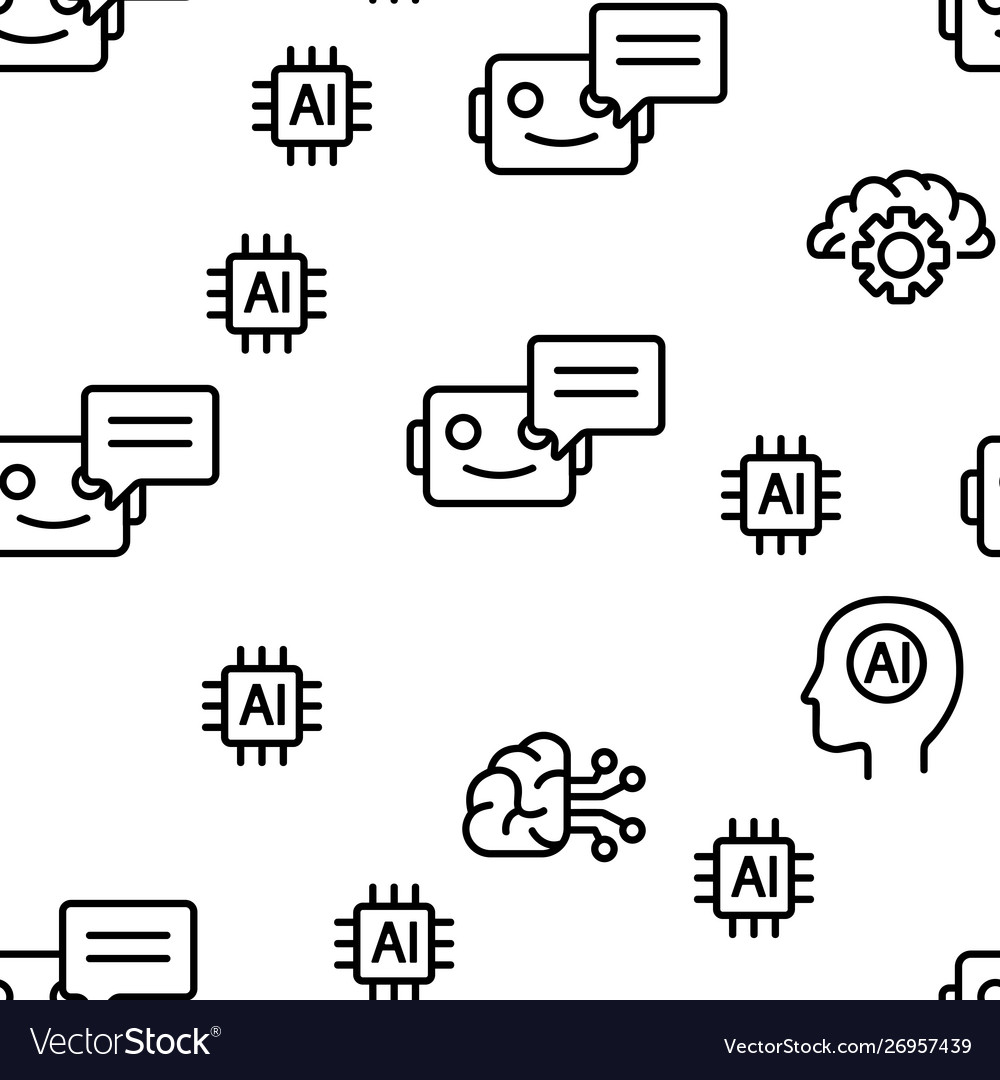 Artificial intelligence elements seamless vector image Artificial intelligence elements seamless