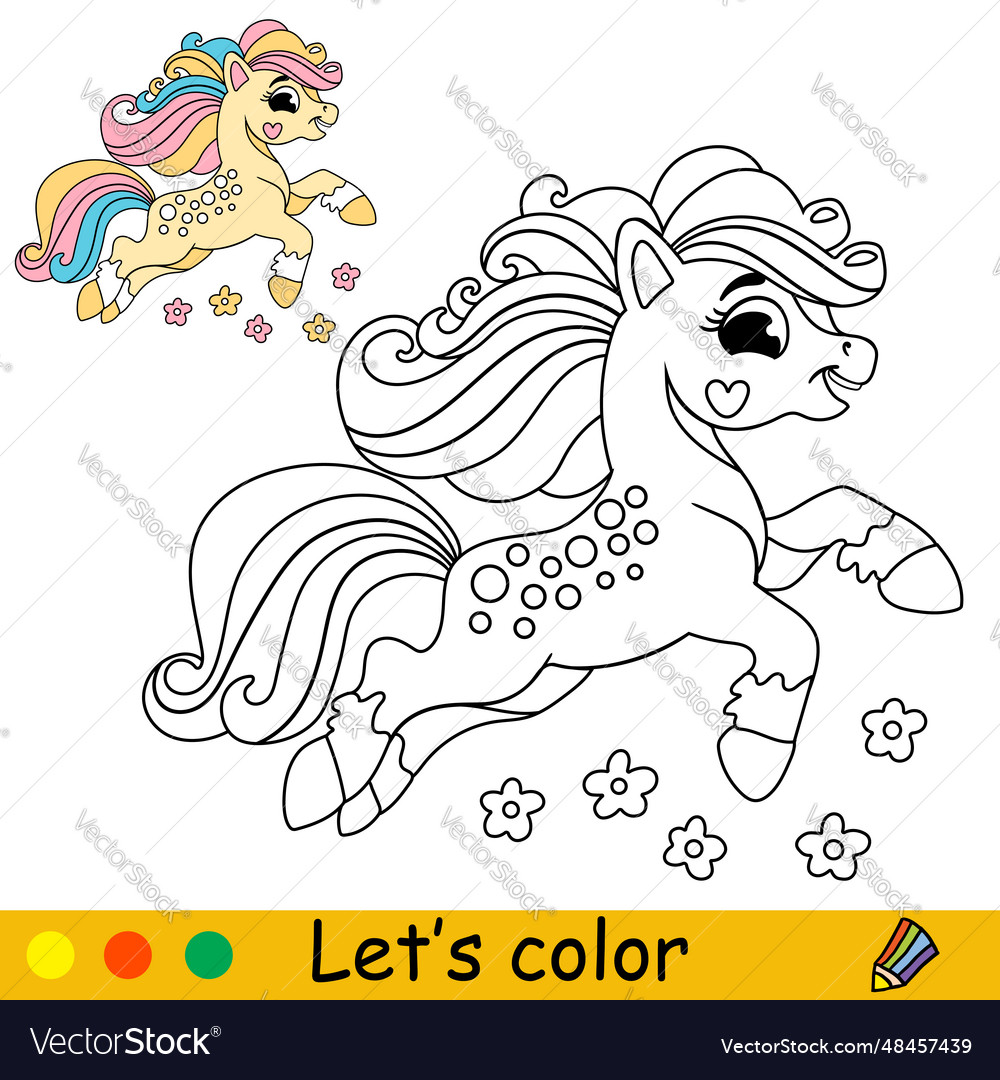 Cartoon unicorn kids coloring book page 7