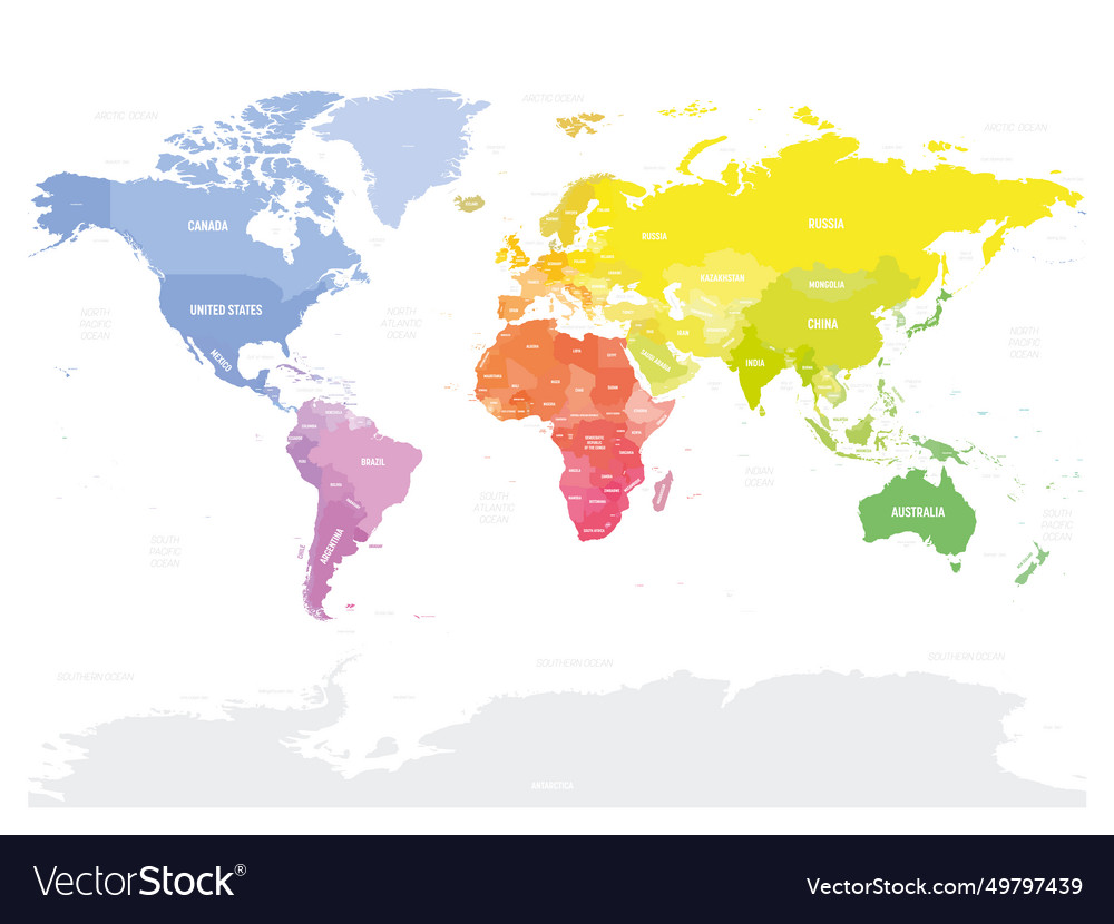 Colorful Political Map Of World Royalty Free Vector Image