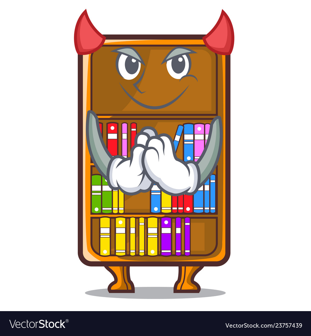 Devil bookcase isolated in the with characters Vector Image Devil bookcase isolated in the with characters