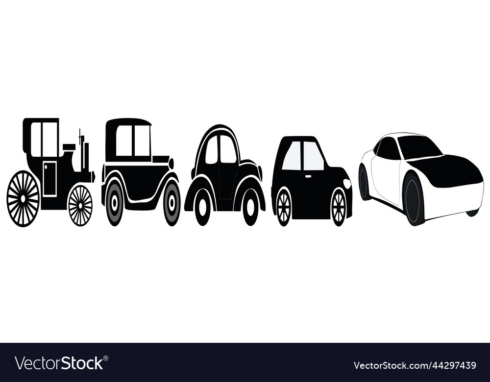 Evolution of car silhouettes in black and white