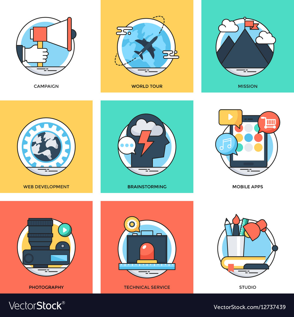 Flat color line design concepts icons 38