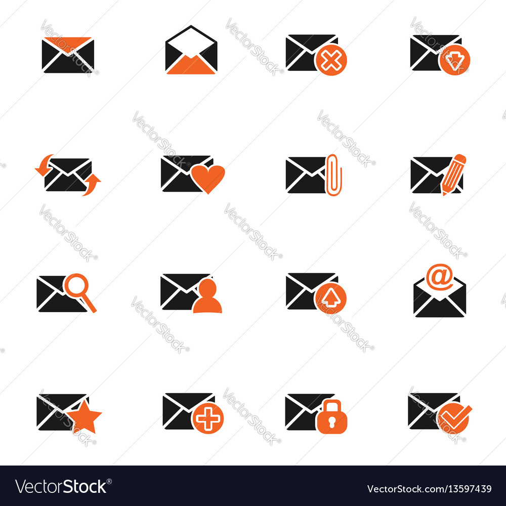 Mail and envelope icon set Vector Image Mail and envelope icon set