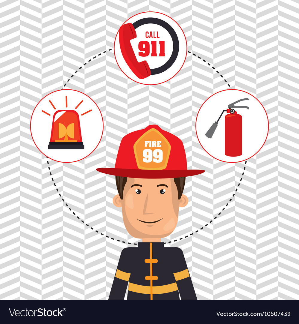 Man firefighter extinguisher