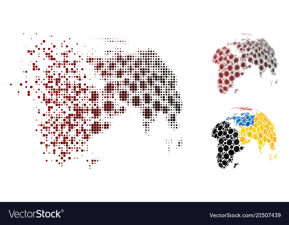 Moving pixel halftone abstract globe with colored vector image Moving pixel halftone abstract globe with colored