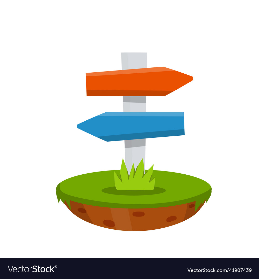 Path pointer with blue and red plate vector image Path pointer with blue and red plate