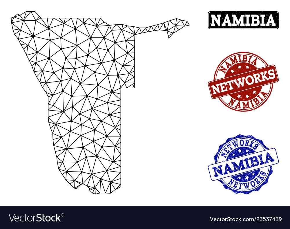 Polygonal network mesh map of namibia vector image Polygonal network mesh map of namibia