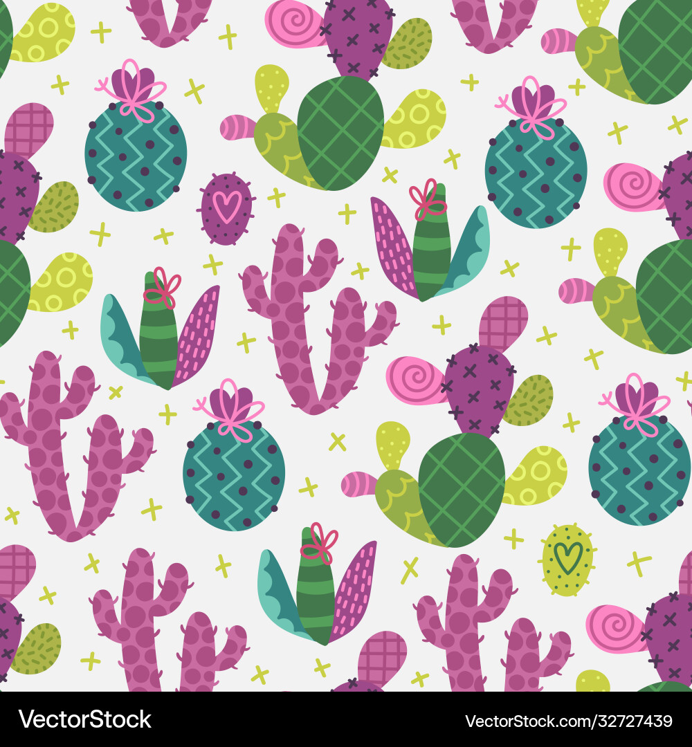 Seamless cactus pattern Royalty Free Vector Image