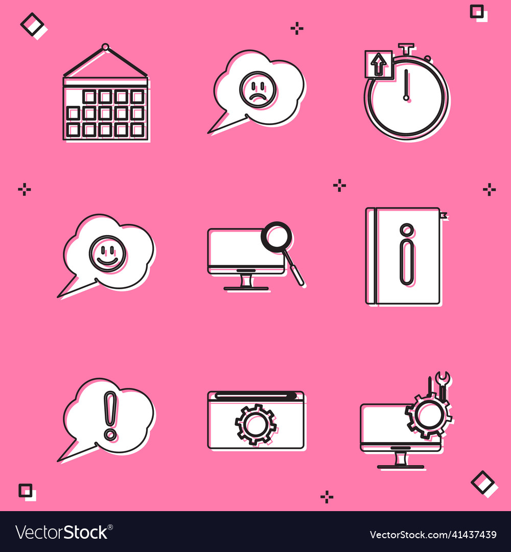 Set Kalender Sprachblase mit traurigem Lächeln vector image Set Kalender Sprachblase mit traurigem Lächeln