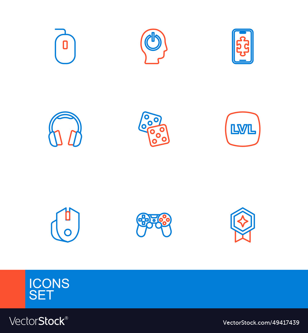 Set line game rating with medal controller vector image Set line game rating with medal controller