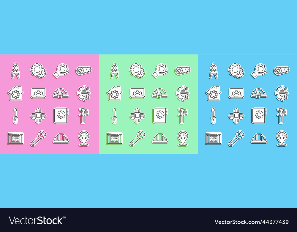 Set line location with wrench spanner calliper Vector Image Set line location with wrench spanner calliper