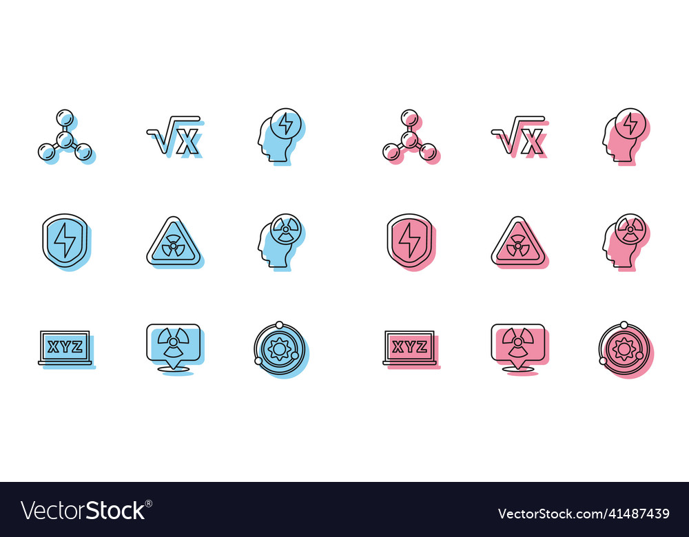 Set line xyz coordinate system radioactive vector image Set line xyz coordinate system radioactive