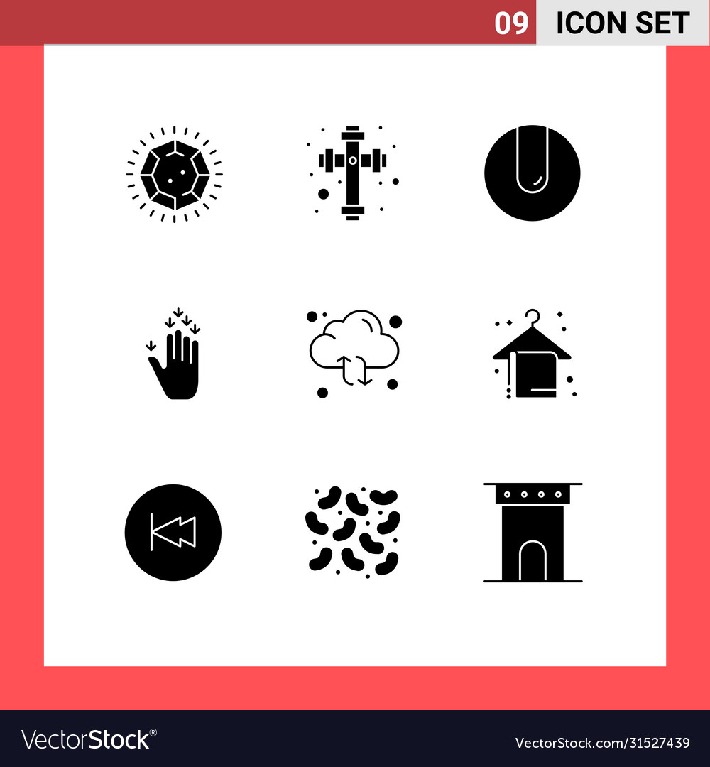 Solid glyph pack 9 universal symbols arrow