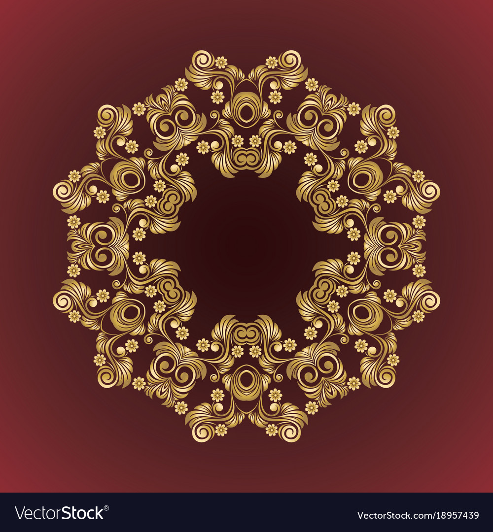 Vintage flower mandala gold frame Royalty Free Vector Image