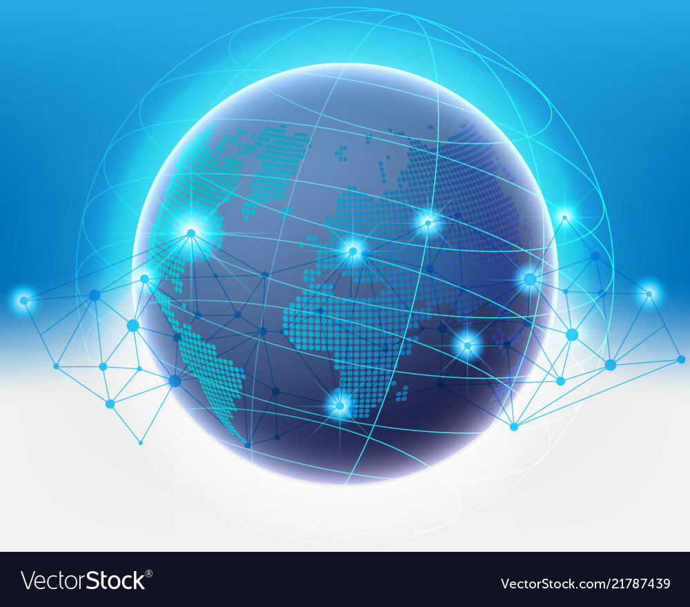Wireframe global world cloud data information vector image Wireframe global world cloud data information