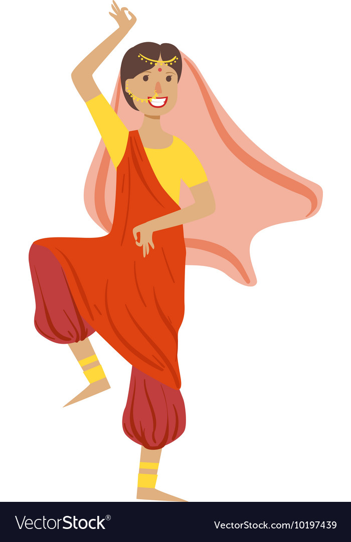 Woman in veil and wide trousers dancing hindu Vector Image