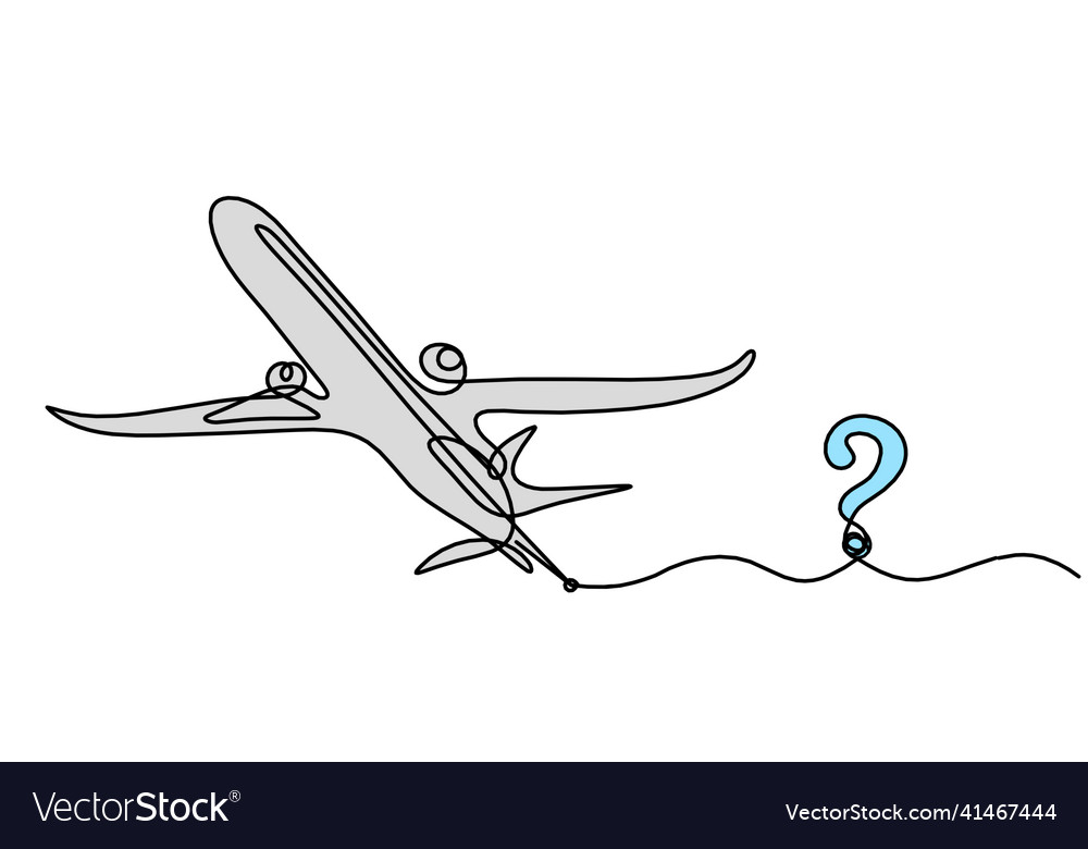 Abstract color plane with question mark as line