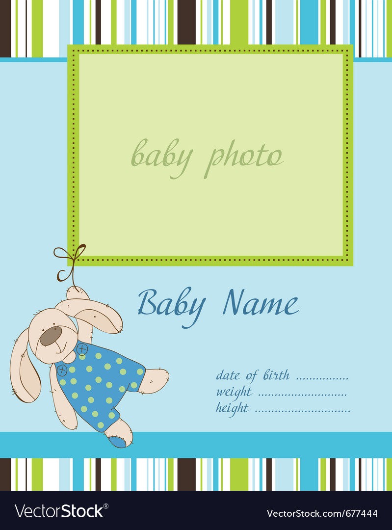 Baby boy arrival card with frame