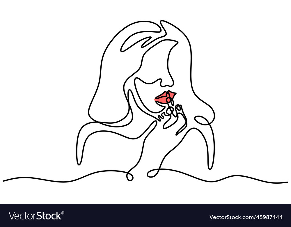 Continuous single line drawing of long haired