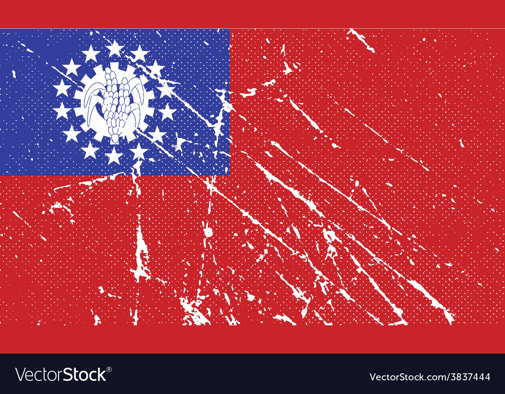 Flag of myanmar burma with old texture Royalty Free Vector