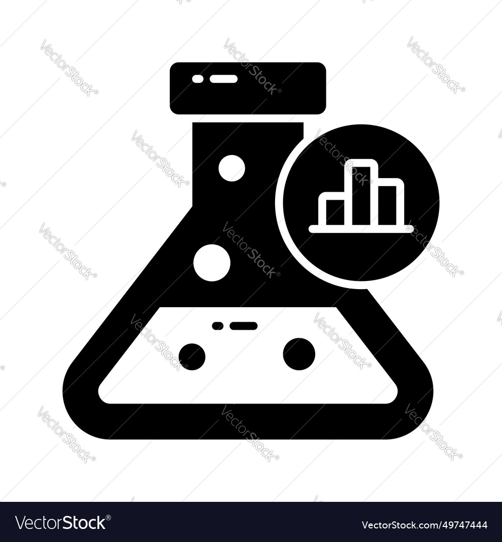Flask with data chart denoting market