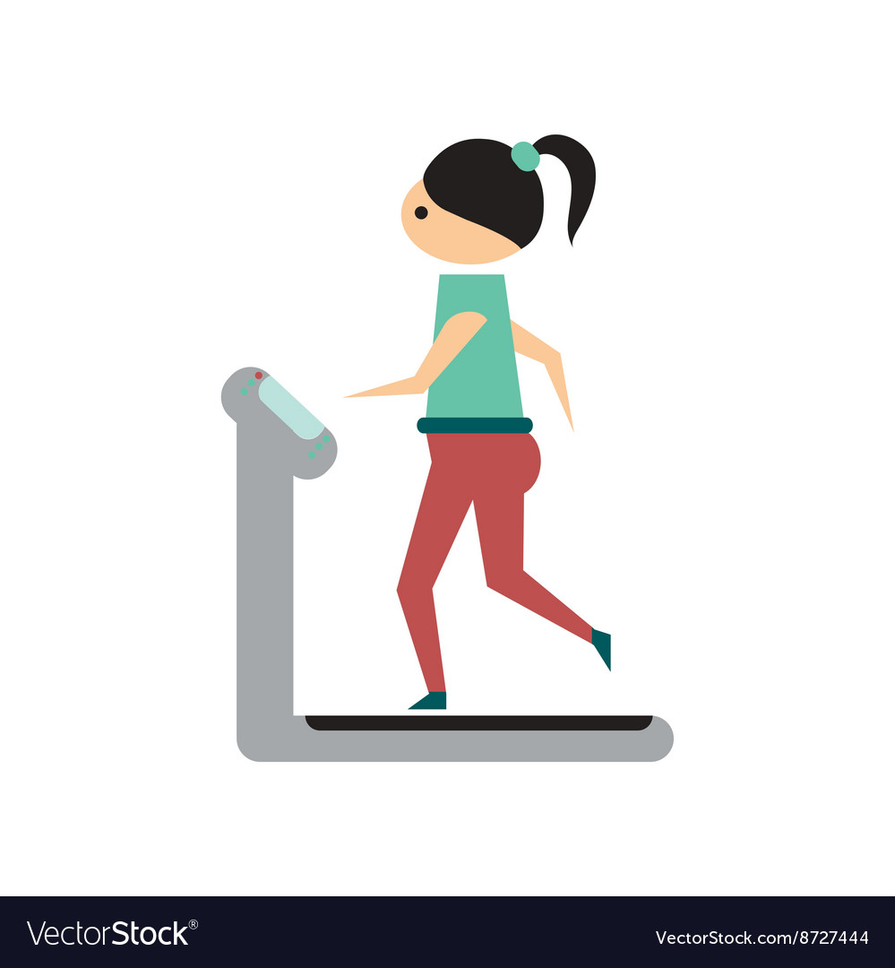 Flat web icon on white background girl treadmill