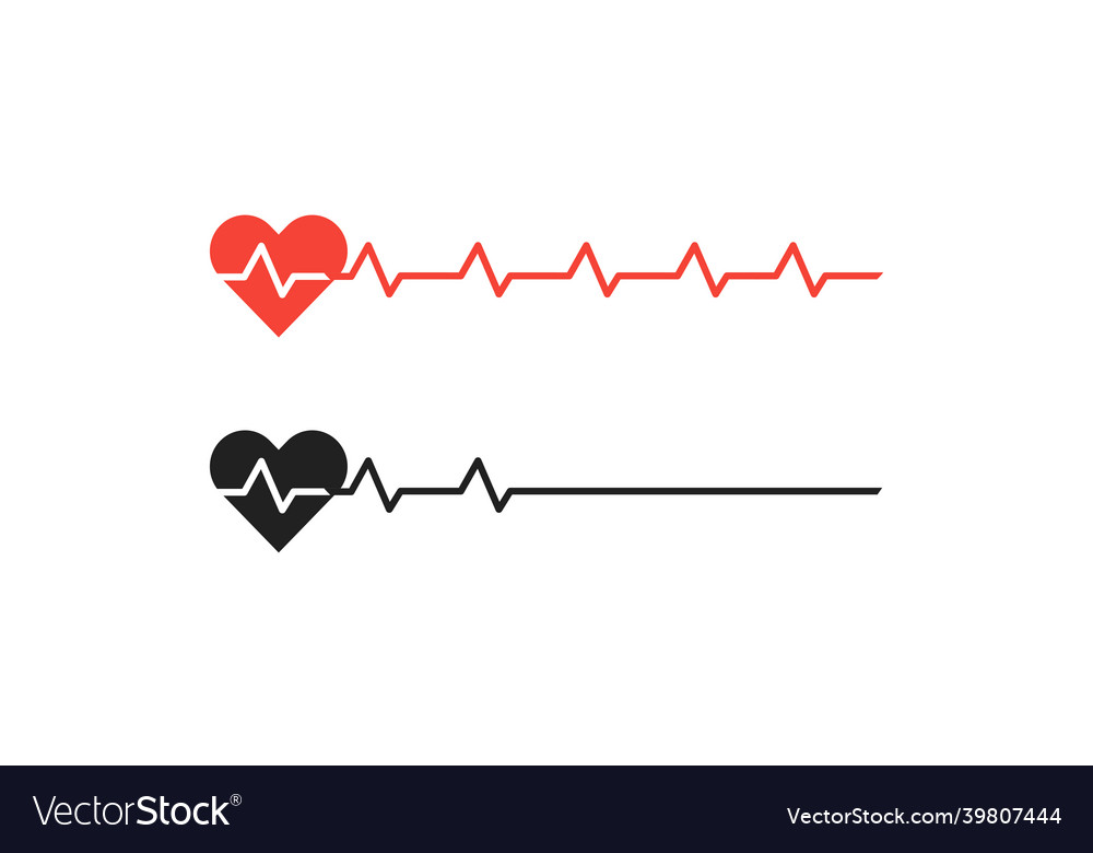 Heart cardio simple line icon set heartbeat