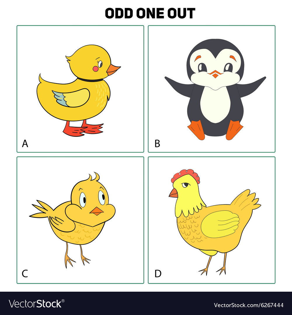 Odd one out child game Royalty Free Vector Image