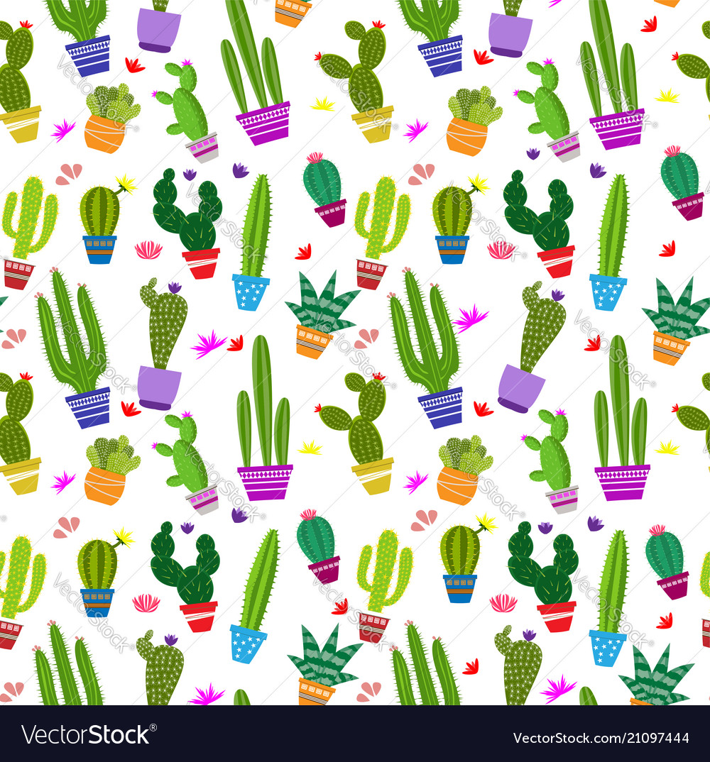 Free Vector, Cactus pattern