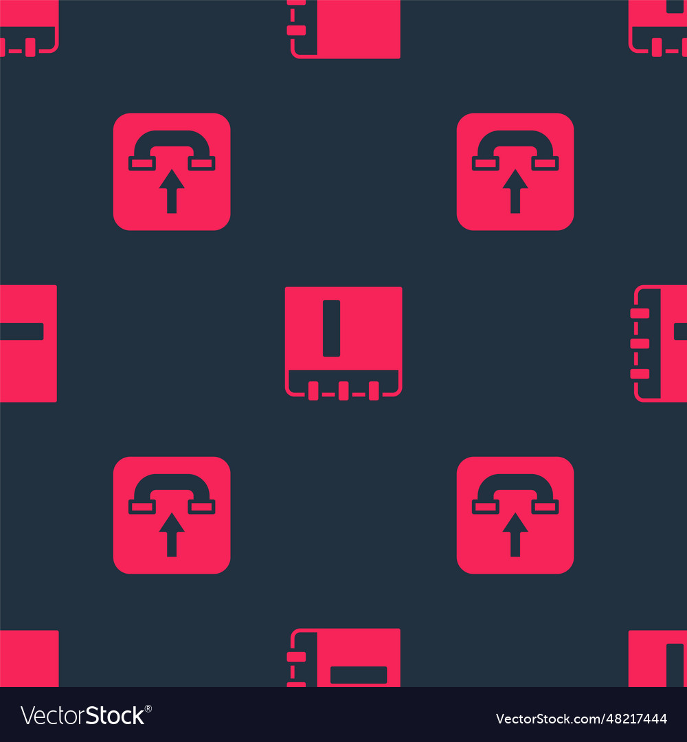 Set incoming call phone and notebook on seamless vector image Set incoming call phone and notebook on seamless