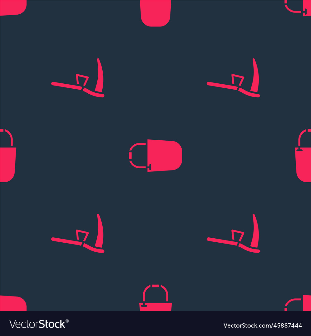 Set scythe and bucket on seamless pattern Vector Image Set scythe and bucket on seamless pattern