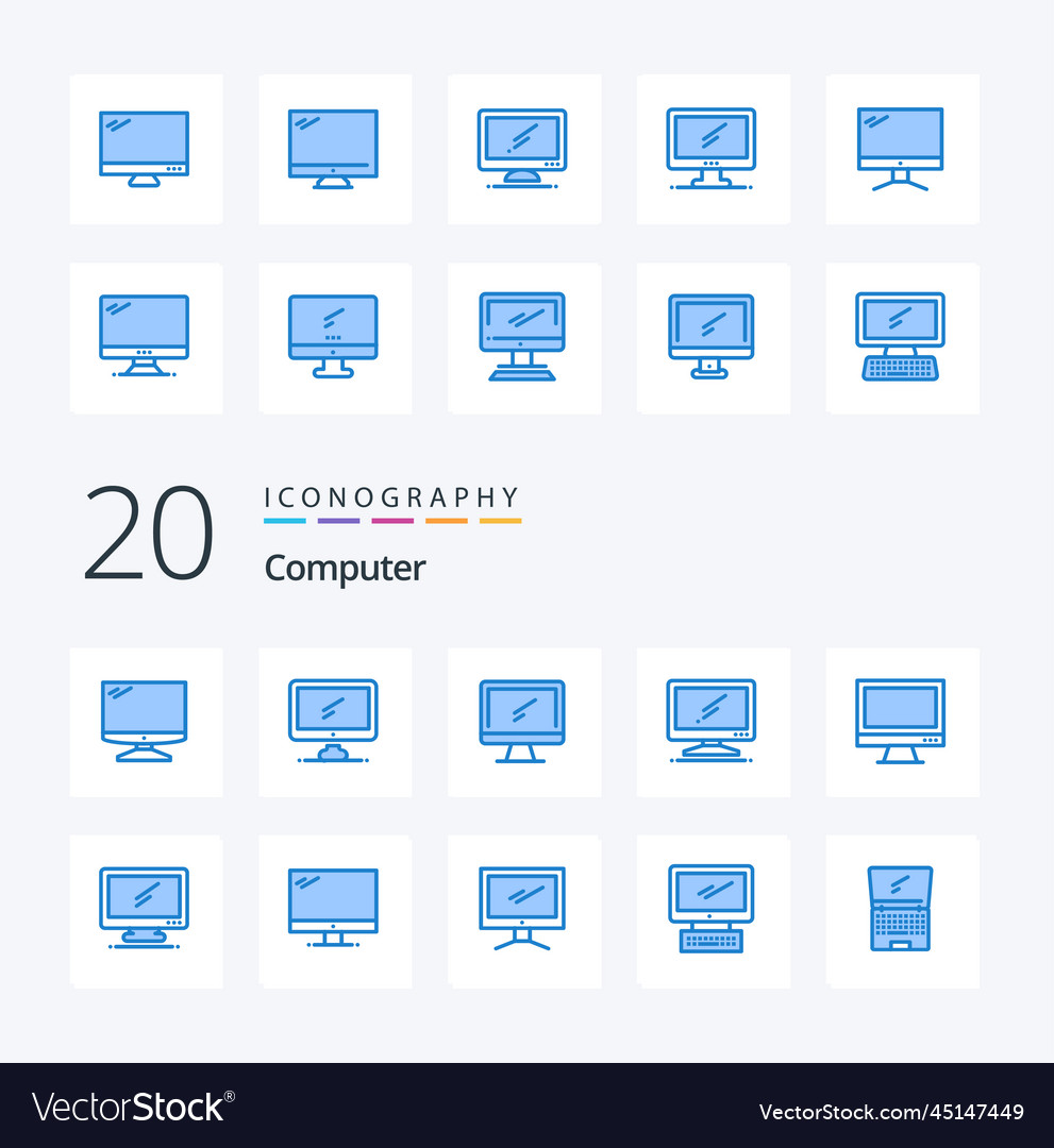 20 computer blue color icon pack like layer