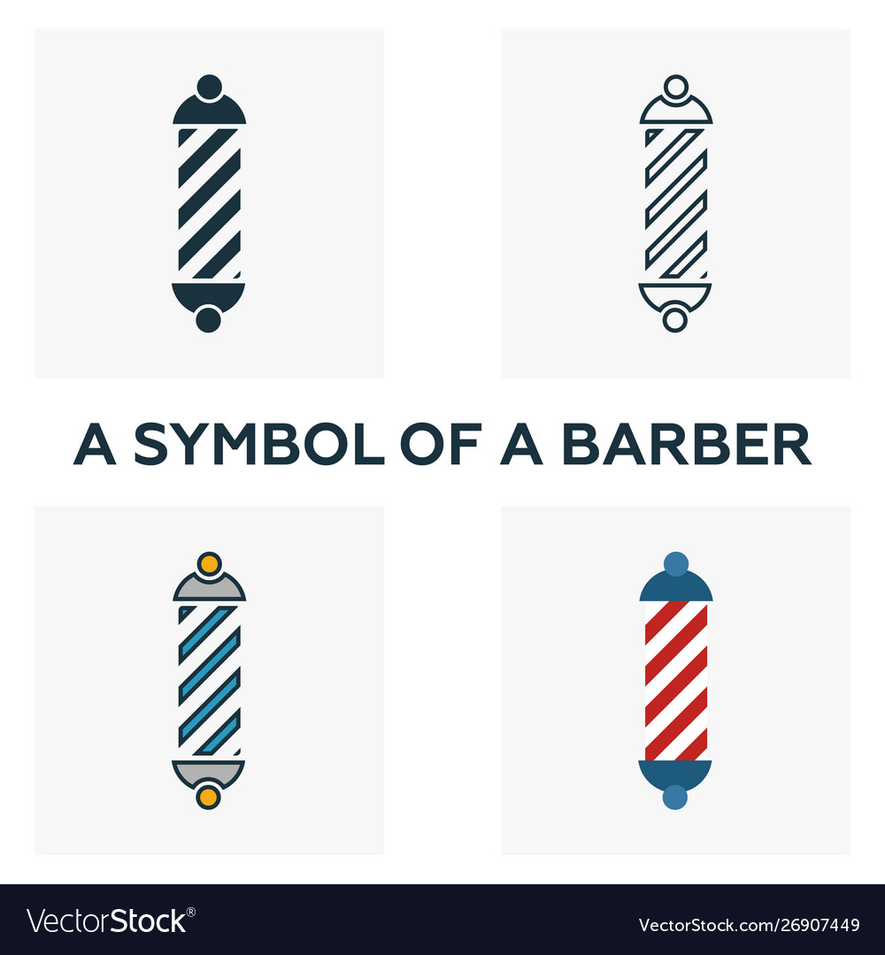 Barber symbol icon set four elements in different