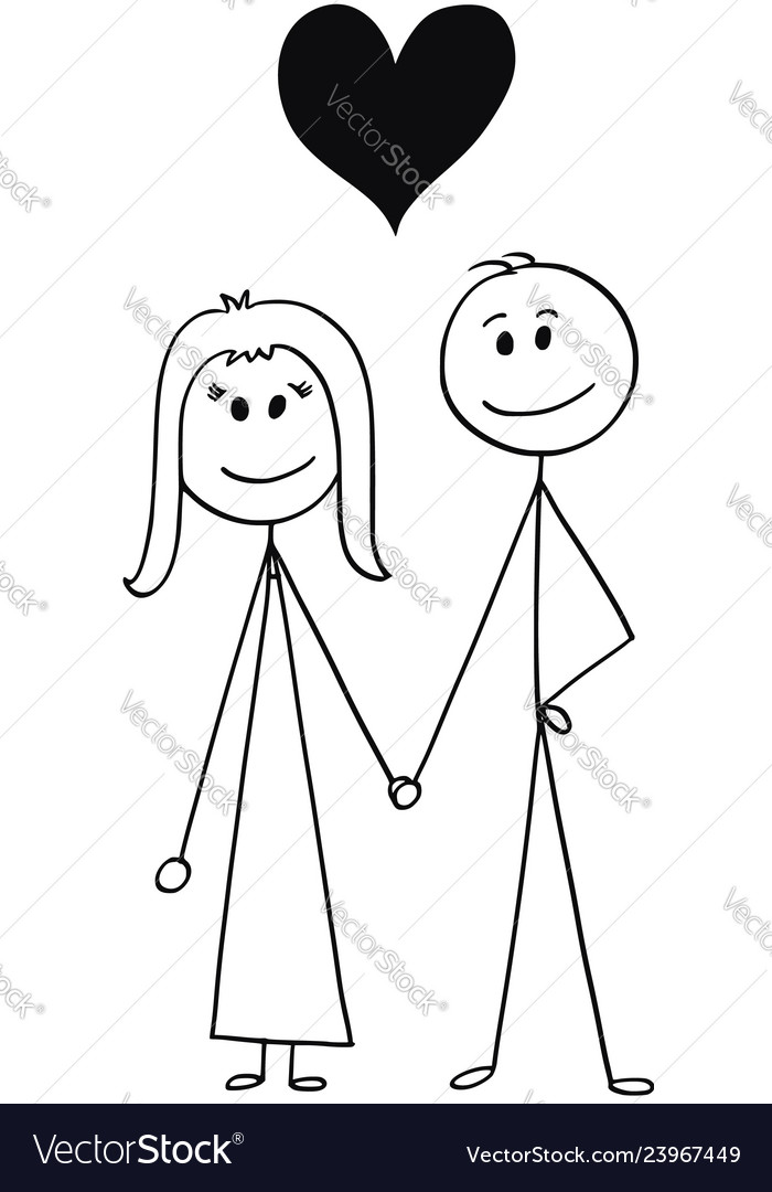 Vector Stick Man Cartoon of Man and Woman in Love Stock Vector -  Illustration of smiley, couple: 105039737